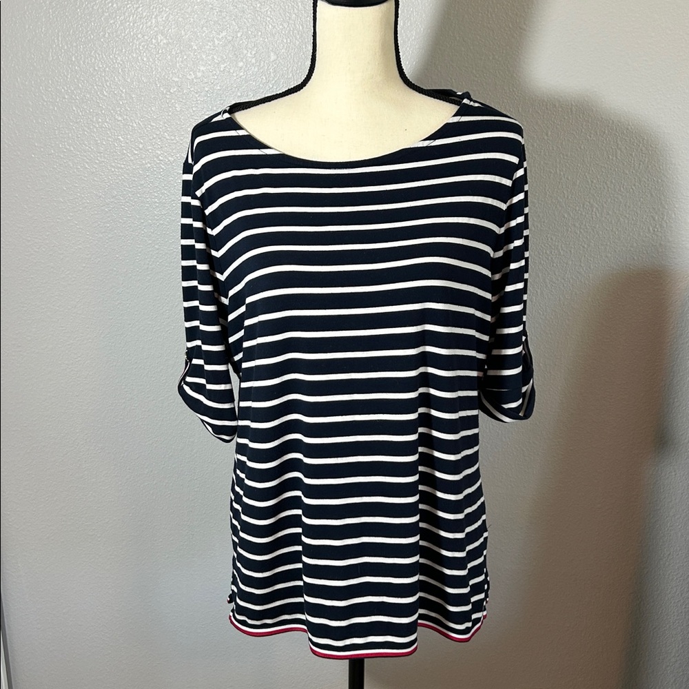 Tommy Hilfiger Navy and White Striped Shirt